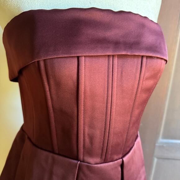 FASHION NOVA | Definitely Darling Burgundy Satin Corset Cocktail Dress | Medium - Picture 2 of 8